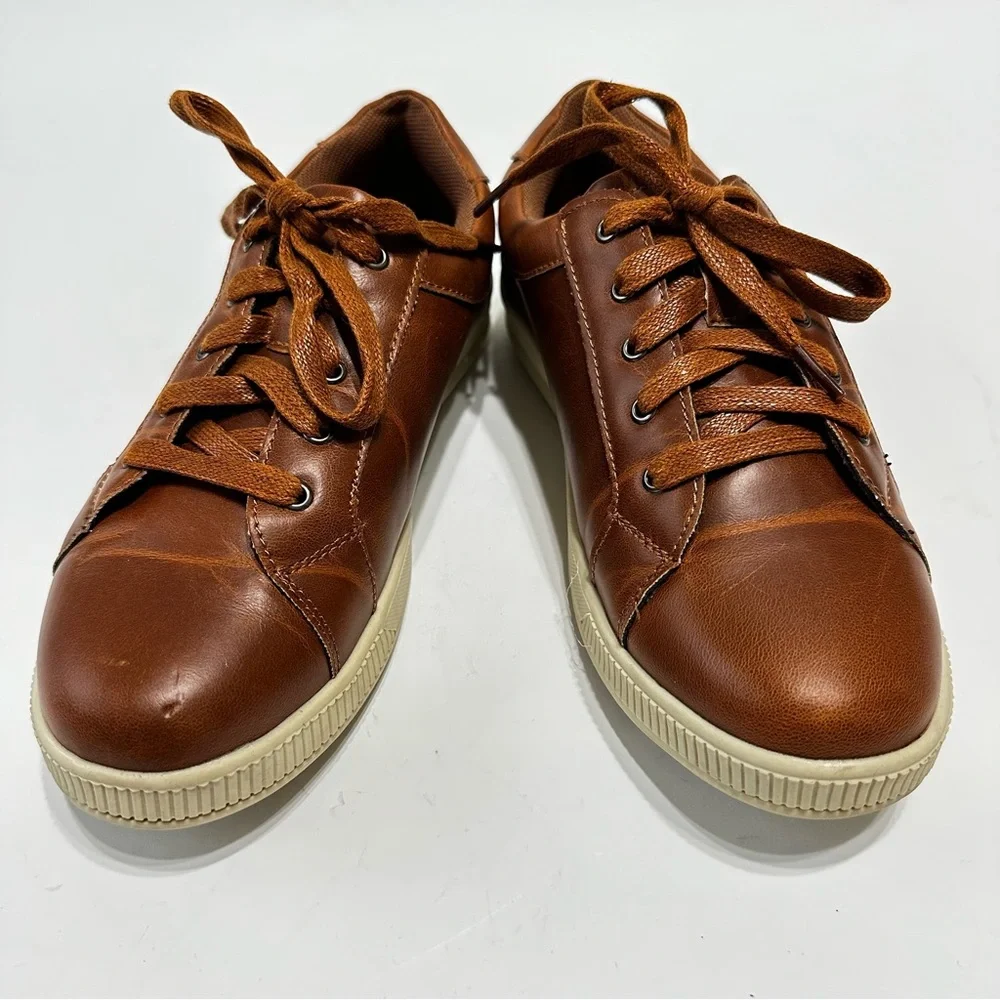 Deer Stag Kane Boys Dress Sneakers Size 4.5 Dark Tan Lace Up Shoes